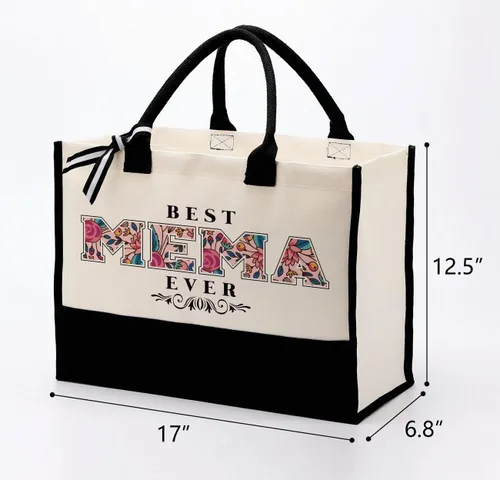 Vista 3 de Gkwa Canvas Tote Bag for Gifting, Women Cotton Canvas Bag, Reusable Shopping Bag Negro