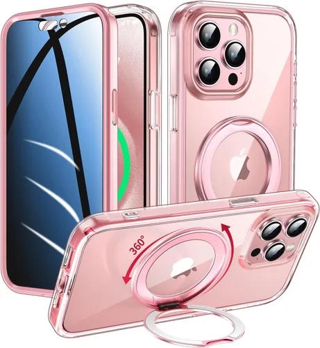 Vista 23 de Funda de privacidad para iPhone 13/iPhone 14 con soporte de 360° [protector de pantalla antiespía integrado] [compatible con MagSafe]