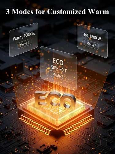 Vista 5 de Uthfy Calentador de espacio de 32 pulgadas para habitación grande, calentador eléctrico de 1500 W para uso en interiores con temporizador de 24