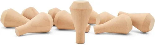 Vista 12 de Chimeneas de madera sin terminar, 1-1/2 pulgadas, parte de tren de madera sin terminar para manualidades, paquete de 25 pequeñas chimeneas de madera