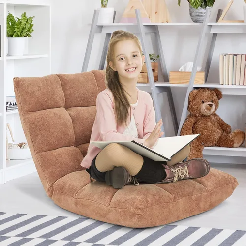 Vista 10 de FANTASK Sofá de suelo de 14 posiciones, silla plegable de espuma viscoelástica con cómodos cojines y marco de acero de estudio, sofá de piso
