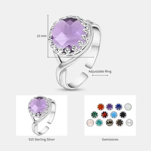 Vista 46 de 925 Sterling Silver Gemstone Rings for Women - Anniversary Rings for Women - Sterling Silver Rings for Women - Dainty Sterling Silver Rings