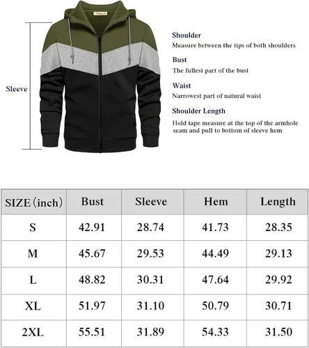 Vista 6 de PINKMARCO Sudadera con capucha para hombre de manga larga con cremallera y bloque