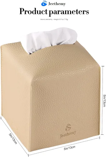 Vista 5 de Funda para Caja de Pañuelos, Jeethemy Porta Caja de Pañuelos Cuadrada de Cuero PU, Moderno Estuche de Pañuelos Organizador Dispensador de Papel