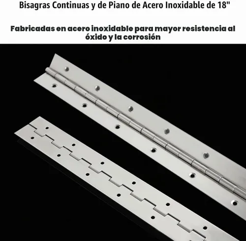 Vista 4 de 4 bisagras continuas y de piano de 18 pulgadas, bisagra de piano de acero inoxidable resistente, bisagra continua plegable pulida suave, grosor