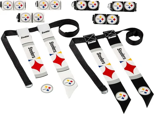 Vista 28 de Franklin Sports NFL - Conjuntos de fútbol con bandera del equipo de la NFL, cinturones + banderas, para niños + adultos, se adapta a cintura