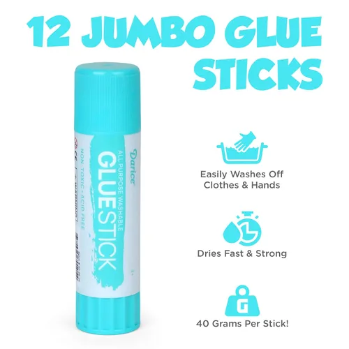 Vista 4 de Darice Barras de pegamento jumbo, 1.4 onzas (1.41 oz), pegamento escolar lavable multiusos para manualidades, papel y tela, secado transparente, sin