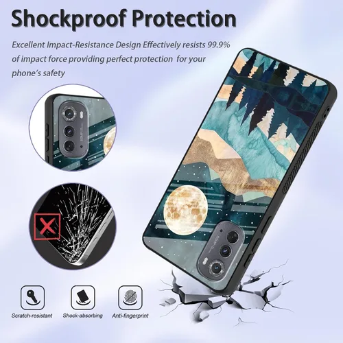 Vista 176 de Funda para Motorola Moto Edge 2022, cubierta trasera de vidrio templado con protector de pantalla, funda protectora a prueba de golpes para Motorola