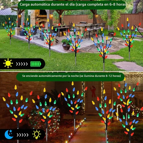 Vista 2 de Actualizado 6 paquetes de 120 luces LED C6 solares de Navidad, luces de Navidad para exteriores, 8 modos de luces impermeables para caminos
