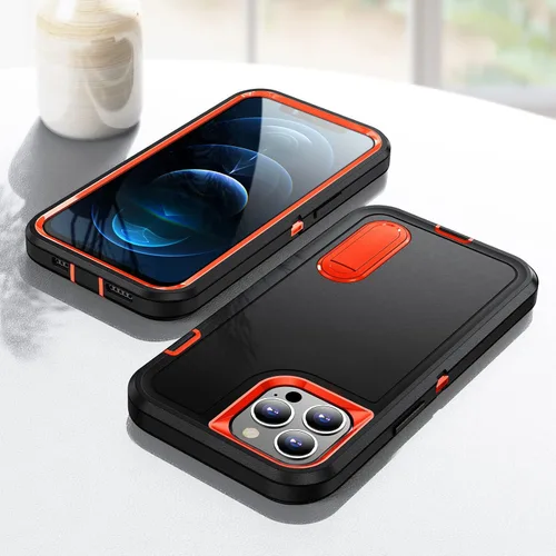 Vista 9 de IDweel Funda para iPhone 12 Pro Max con soporte, protección resistente, a prueba de golpes, antiarañazos, ajuste delgado, funda protectora