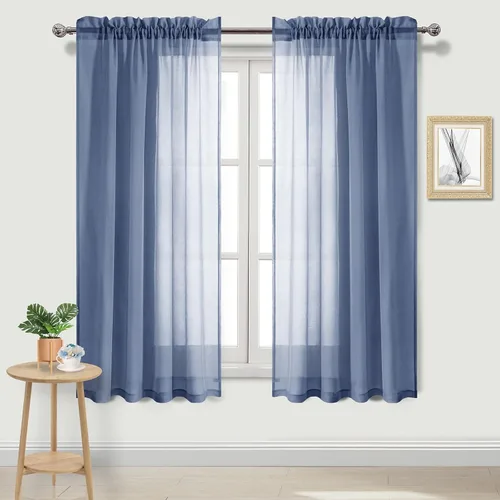 Vista 121 de DWCN Cortinas Transparentes Aqua de Voile Semitransparente con Bolsillo para Barra para Dormitorio y Sala de Estar, 36 x 36 pulgadas de Largo, Juego