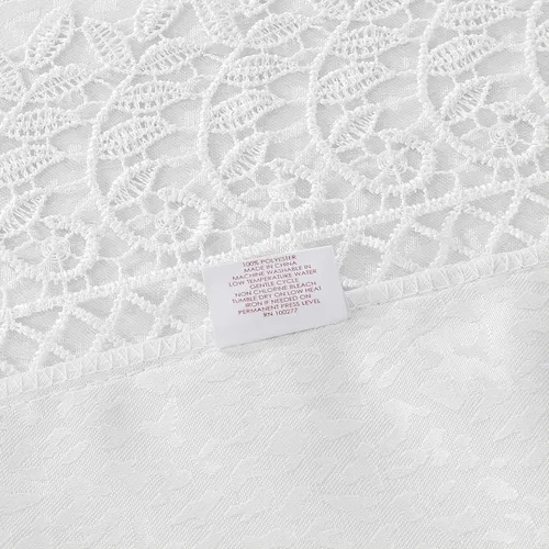 Vista 4 de Violet Linen Legacy - Diseño adoquinado de macramé, borde de encaje de macramé, jacquard de poliéster, blanco, 52 x 70 pulgadas, con capacidad