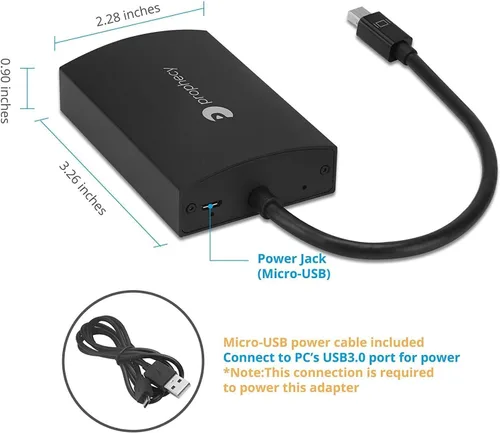 Vista 7 de gofanco Prophecy - Adaptador de monitor múltiple Mini DisplayPort a HDMI dual de 1x2 (4K @30 Hz), mDP a 2 puertos HDMI MST Hub para pantallas