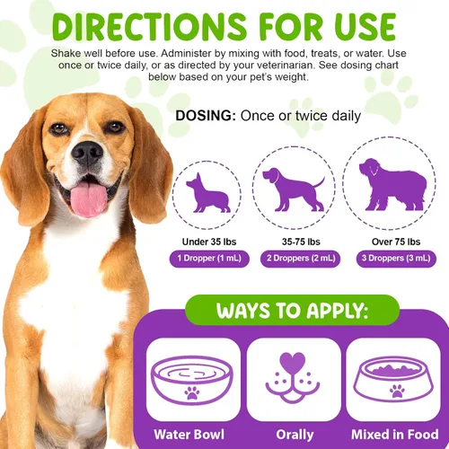 Vista 5 de Gotas multivitamínicas para perros, líquido multivitamínico 15 en 1 para perros con vitamina C-20 Mg, vitamina D-100 Iu y B1-3, suplementos de salud