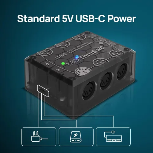 Vista 6 de CME MIDI Thru5 WC - Premium MIDI Thru de 1 a 5 - Transmisión cableada de alta precisión de 1 entrada a 5 salidas con optoacoplador de alta velocidad
