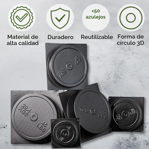 Vista 6 de Juego de moldes para pesas de hormigón para bricolaje, 5 piezas, plástico ABS de 0.079 in de grosor, placas de pesas con mancuernas y mancuernas