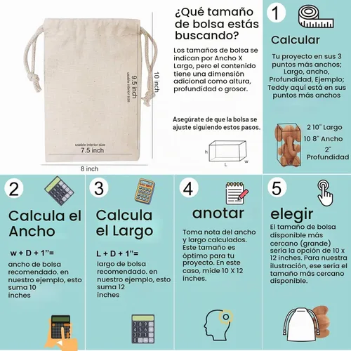 Vista 7 de 100 piezas bolsas de muselina de algodón premium de 2 x 3 pulgadas con doble cordón, bolsas reutilizables de algodón natural con cordón, bolsas