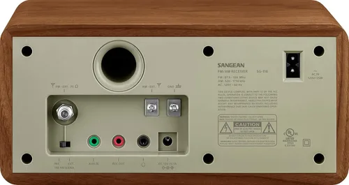 Vista 4 de Sangean SG-116 AM/FM Receptor de gabinete de madera analógica, nogal plateado
