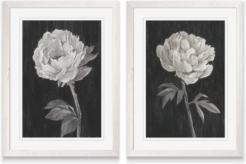 Vista 63 de Renditions Gallery- Lienzo enmarcado con flores blancas y negras Flores blancas y negras 1 juego/marco negro