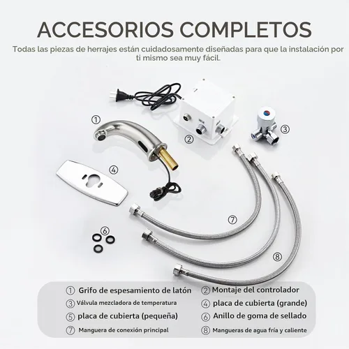 Vista 6 de Grifo de lavabo de baño sin contacto Sensor de movimiento automático Manos