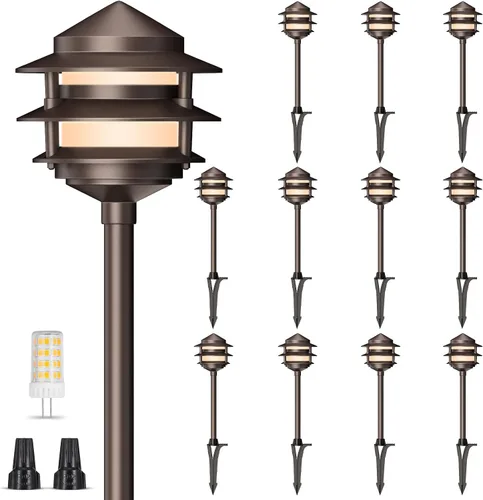 Vista 10 de Gardencoin Pagoda Luces de Camino de Bajo Voltaje para Paisaje, Luces de Camino LED al Aire Libre de 12V con Cable, Iluminación de Pasarela