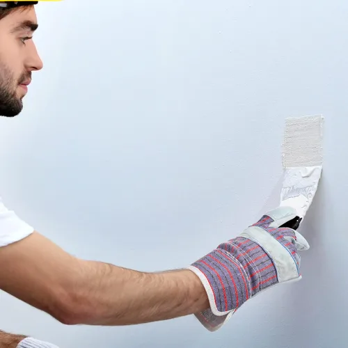 Vista 5 de Jiuguva 24 pares de guantes de trabajo de algodón y cuero, puños de seguridad, manos de trabajo de jardinería con palmas reforzadas resistentes