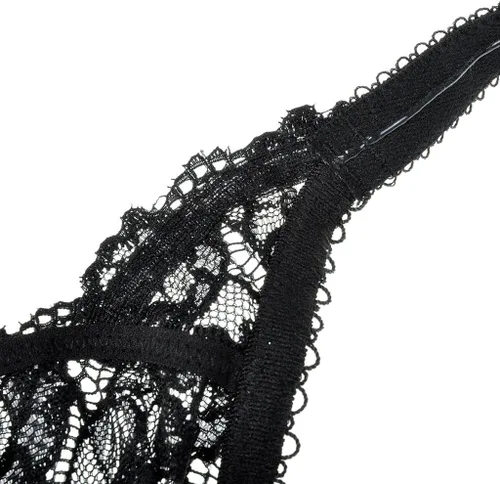 Vista 6 de DELIMIRA Brasier de encaje minimizador sin forro para mujer, talla grande, cobertura completa