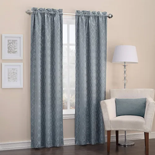 Vista 5 de Sun Zero Viviana Woven Trellis - Cortina con aislamiento térmico, 40 x 84 pulgadas, mineral