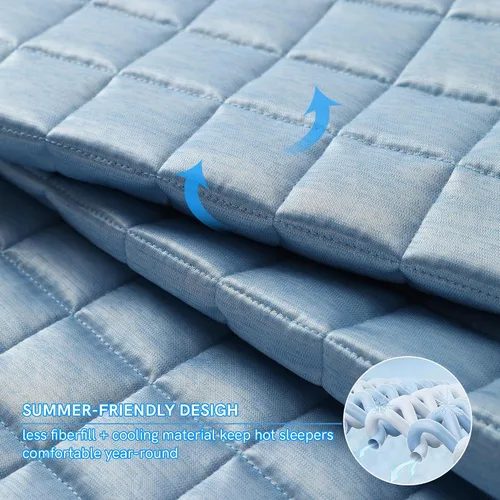 Vista 3 de YnM Manta Refrescante con Peso para Adultos, Edredón de Cama Pesado de 12 libras con Tela 100% PE, Ideal para Personas que Duermen con Calor o Días