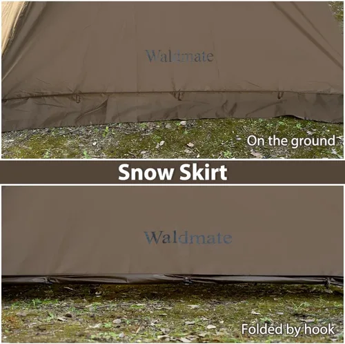 Vista 6 de Tienda Caliente con Conexión para Estufa y Faldón para Nieve, 6.89~8.53 pies de Altura Interior, 2~5 Personas, Tienda Tipi para Senderismo Familiar