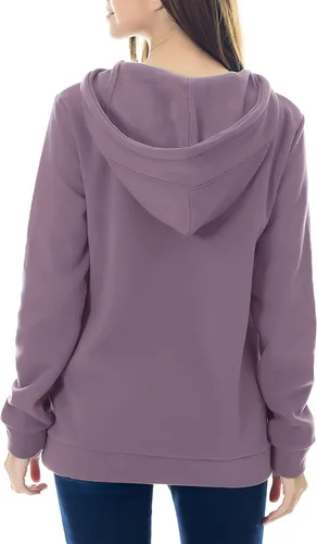 Vista 4 de Smallshow sudadera con capucha para mujer, con forro polar, bolsillo tipo canguro, de maternidad, para amamantar