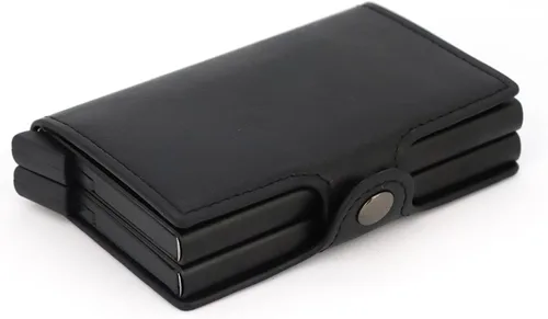 Vista 4 de Beauty Lyfe Billetera plegable de cuero genuino de gran capacidadtitular de la tarjeta de crédito para hombres y mujeres, Negro -, La elegancia