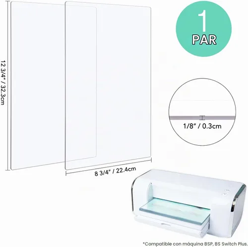 Vista 2 de 2 unidades/1 par de almohadillas de corte compatibles con máquina de troquelado BSP y BS Switch Plus, placas de corte de plástico de policarbonato