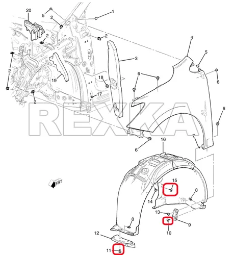 Vista 5 de Rexka 20 piezas de pernos de protección contra salpicaduras para guardabarros 11548270 Compatible con GM Chevrolet Camaro Colorado Cruze Equinox