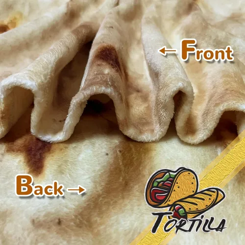 Vista 9 de Bcareself Manta de Tortilla 2.0 de Doble Cara Tamaño Adulto Gigante de Doble Cara para Niños Divertida Realista de Comida Personalizada Manta
