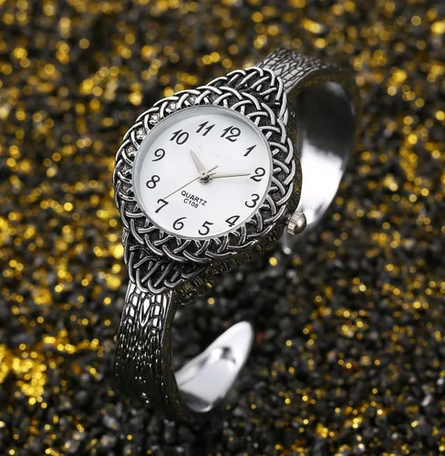 Vista 2 de Relojes para mujer, reloj de pulsera vintage para mujer, reloj de cuarzo de moda, fácil de leer, relojes de pulsera