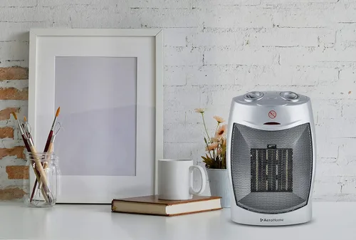 Vista 6 de AeroHome Calentador eléctrico portátil de cerámica de 1500 W / 750 W, calentador eléctrico para interiores con protección contra sobrecalentamiento