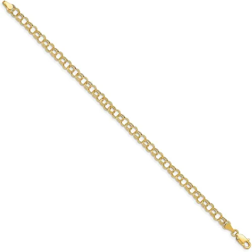 Vista 2 de 14k Yellow Gold Hollow Double Link Charm Bracelet For Women