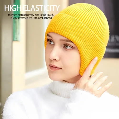 Vista 9 de Gorros de invierno para hombre, para exteriores, elásticos, de punto, con orejeras, resistentes al viento