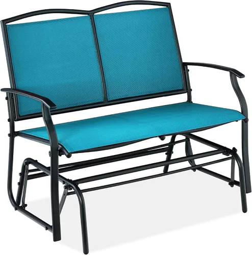 Vista 17 de Best Choice Products Columpio Deslizante de Patio Exterior para 2 Personas, Banco Loveseat Mecedor de Acero para Terraza, Porche con Tela Textilene