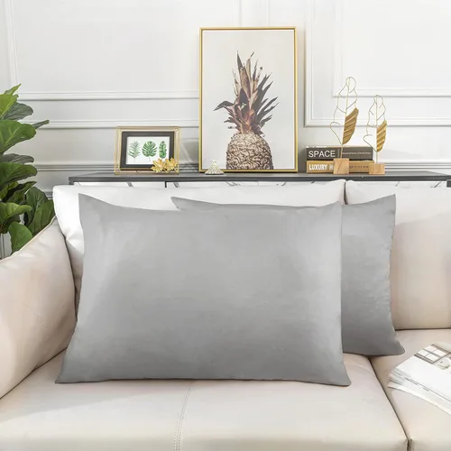 Vista 2 de Sutuo Home Funda de almohada de seda gris para el cuidado del cabello y la piel, ambos lados 19 Momme 6A Mulberry pura seda real funda de almohada