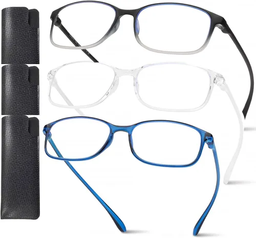 Vista 7 de AQWANO Blue Light Blocking Reading Glasses Women Men, Lightweight Flexible TR90 Computer Readers Unbreakable Cheaters Glasses