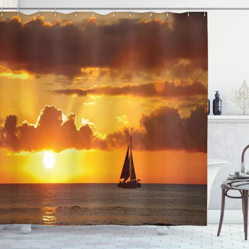 Vista 17 de Ambesonne Decor Collection cortina para regadera de baño de poliéster