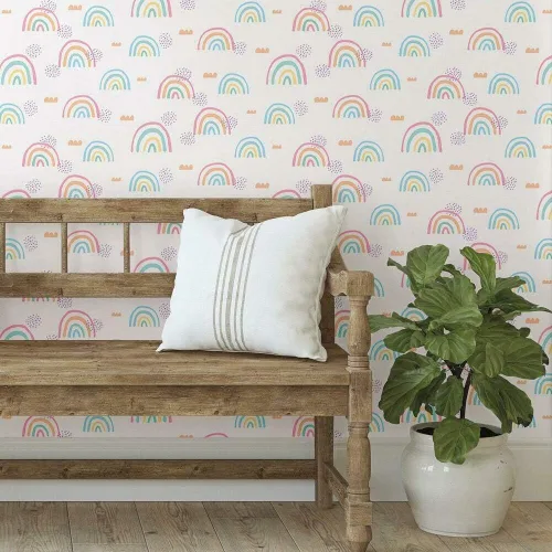 Vista 9 de RoomMates RMK11730RL Taupe Rainbow's End Peel and Stick Wallpaper