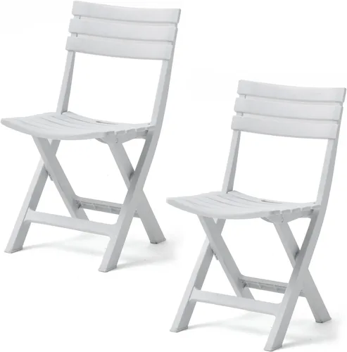 Vista 11 de 2 sillas plegables de plástico, sillas de salón para exteriores, sillas de comedor plegables para bodas, fiestas, balcones, reuniones familiares