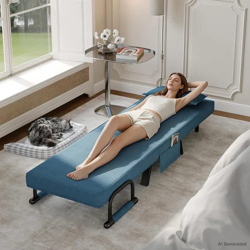 Vista 2 de TYBOATLE Silla de dormir, sillas plegables para adultos (azul celeste)