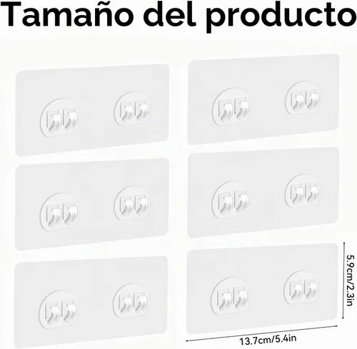 Vista 2 de Ganchos adhesivos de repuesto para baño, sin taladrar
