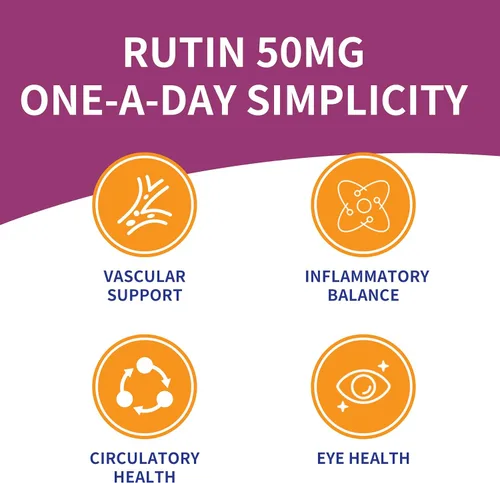 Vista 7 de Rutin 50mg 90 comprimidos [1 botella], ayuda a absorber y utilizar la vitamina C, mejora la salud vascular, cuidado de la vista