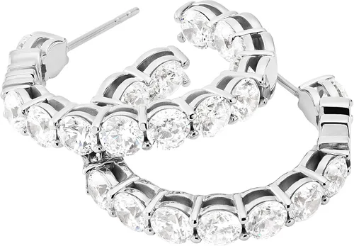 Vista 3 de Michael Kors Aretes pequeños de acero inoxidable para mujer con detalles de cristal Acero inoxidable