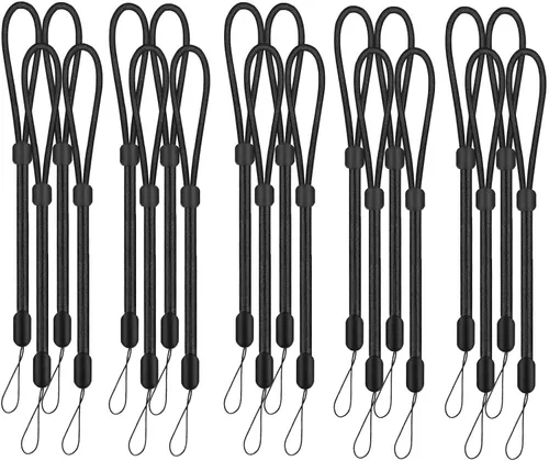Vista 9 de Paquete de 10 cordones de muñeca ajustables extralargos, color negro